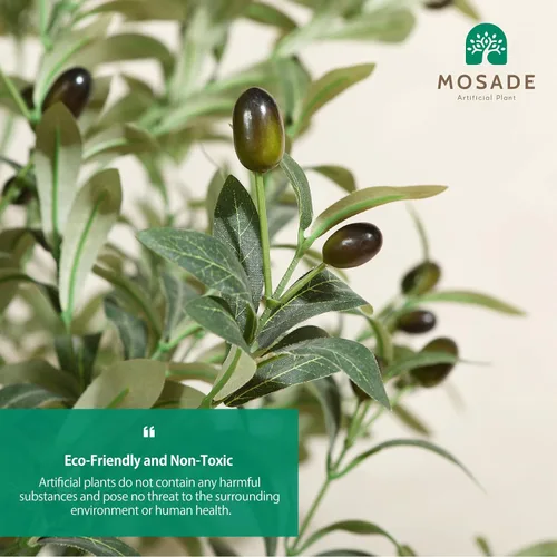 Miniatura 2 de MOSADE Árbol de olivo artificial de 7 pies de planta de seda de olivo artificial y canasta de hierba marina hecha a mano, árbol de seda topiario