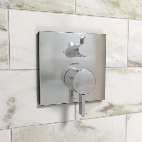 Miniatura 2 de hansgrohe Ecostat Válvula de presión de balance moderno para ducha con desviador en cromo, 15862001