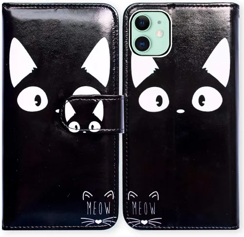 Miniatura 32 de Bcov Funda para iPhone 11, funda de piel con tapa y función atril para iPhone 11, diseño de flores y mariposas azules