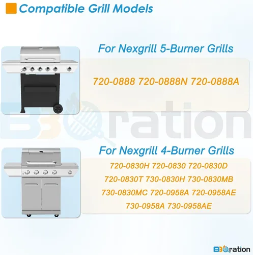 Miniatura 2 de Kit de piezas de repuesto BBQration para Nexgrill de 5 quemadores 720-0888 720-0888N 720-0888A, de 4 quemadores 720-0830 720-0830H 720-0830A