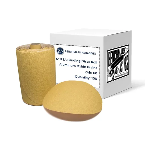 Miniatura 14 de Benchmark Abrasives PSA Gold - Discos de lijado autoadhesivos de 6 pulgadas con granos de óxido de aluminio, papel de lija DA automotriz, rollo