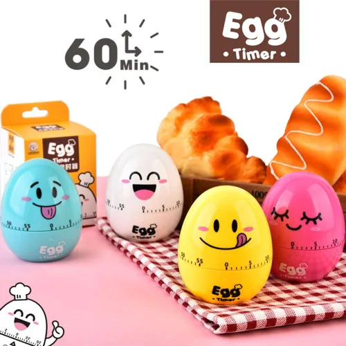 Miniatura 8 de Temporizadores de maquinaria de huevos de dibujos animados lindos 60 minutos temporizador de cocina mecánica reloj contadores de alarma ruidosos Azul