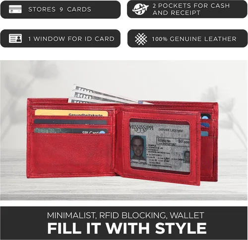 Miniatura 3 de Carteras RFID delgadas para hombres - Cartera de bolsillo frontal de piel genuina