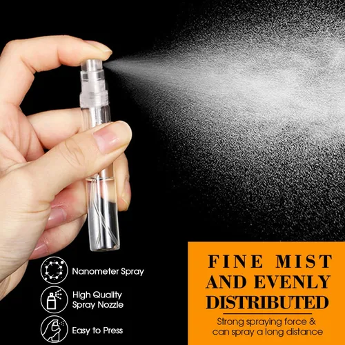 Miniatura 3 de 60 mini botellas de 0.2 fl oz, botella de spray portátil de plástico transparente, atomizador de perfume recargable de niebla fina vacía