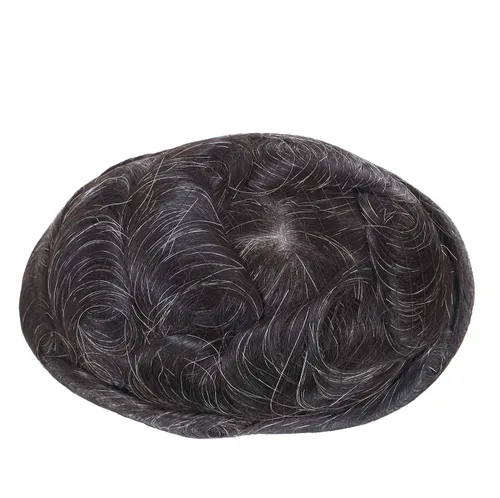 Miniatura 4 de Super Natural Mens Hair Piece 100% Cabello humano indetectable Mens Toupee Hair Systems Ultra Thin Skin V Looped #1B10 NG#1B10