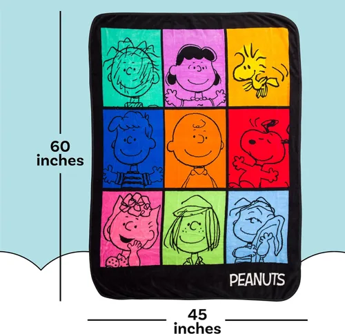 Miniatura 2 de Silver Buffalo Peanuts con Pig-Pen, Lucy, Woodstock, Schroeder, Charlie Brown, Snoopy, Sally, Peppermint Patty y Linus 45” x 60” Manta de Forro