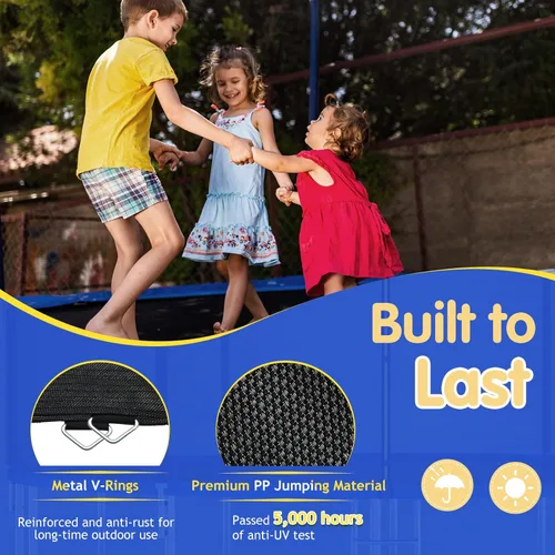 Miniatura 4 de GYMAX Tapete para cama elástica, 8 pies/10 pies/12 pies/14 pies/15 pies/16 pies, tapete de repuesto para trampolín con anillos en V