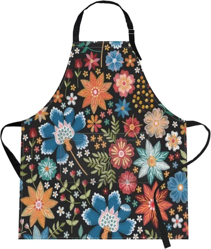 Miniatura 29 de Britimes Delantal de cocina para el hogar, cocina, horneado, jardinería, para mujeres y hombres, con bolsillos, beige, abstracto, textura