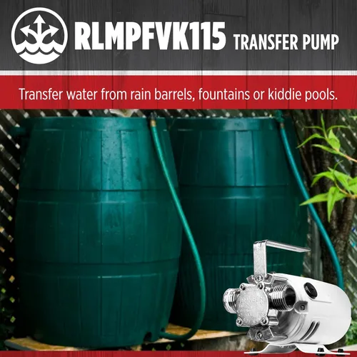 Miniatura 8 de Red Lion RLMPFVK115 14942025 Bomba de transferencia multiusos no sumergible de 115 voltios 350 GPH con kit de accesorios, color blanco