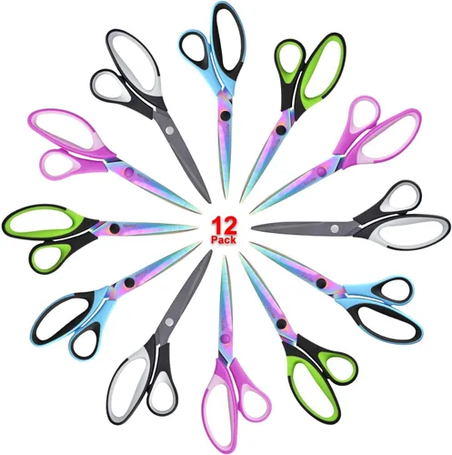 Miniatura 10 de Zicolu Tijeras de 8.5 pulgadas para todo uso, juego de 3 tijeras de oficina multiusos, hoja afilada con revestimiento de titanio, agarre suave