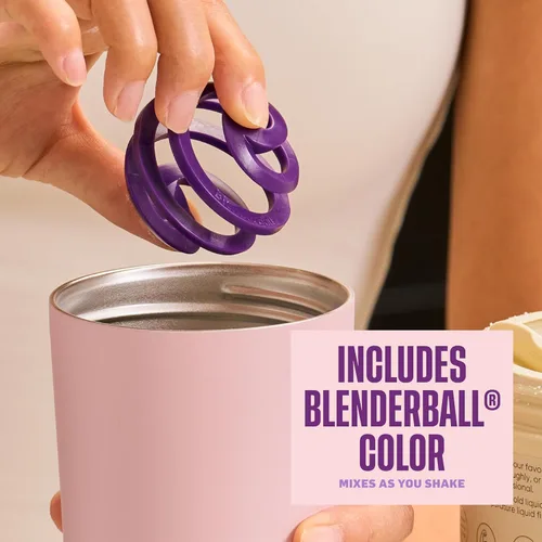 Miniatura 3 de BlenderBottle Vaso mezclador aislado 2 en 1 de acero inoxidable, tapa Swig a prueba de fugas, pajita, BlenderBall, sin BPA, para batidos de colorete
