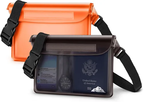 Miniatura 13 de HEETA Paquete de 2 bolsas impermeables, sensibles a la pantalla táctil, bolsa seca impermeable con correa ajustable para la cintura, mantiene tu