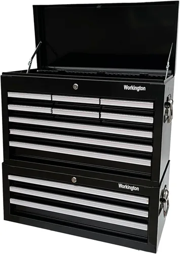 Miniatura 7 de Workington Caja de herramientas de metal portátil industrial profesional con 9 cajones, armario de herramientas de 26 pulgadas con 9 cajones