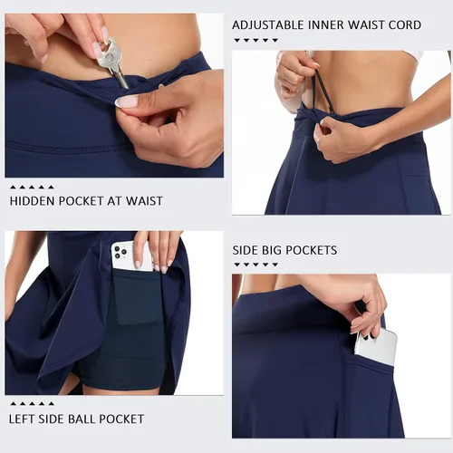 Miniatura 6 de KORALHY Falda pantalón de 20 pulgadas hasta la rodilla para mujer, para tenis, atletismo, golf, casual, con 4 bolsillos