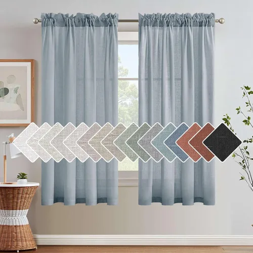 Miniatura 39 de H.VERSAILTEX Cortinas de Lino con Textura Filtradoras de Luz para Tratamiento de Ventanas de Sala de Estar, Cortinas Naturales Duraderas