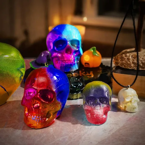Miniatura 7 de Moldes de resina 3D de calavera de LET'S RESIN, juego de 4 tamaños de moldes de silicona de calavera para resina epoxi, cera de vela, jabón