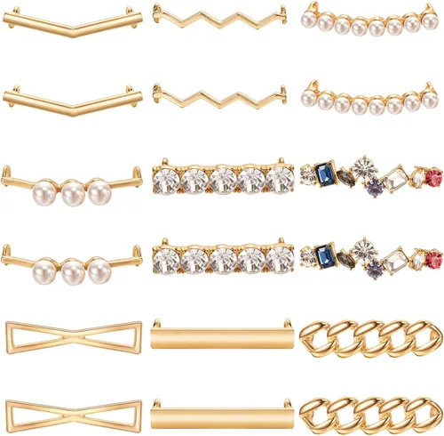 Waydress 18 dijes de cordones para zapatos deportivos, para manualidades, joyas, decoración, clips, diamantes de imitación de perlas de imitación,