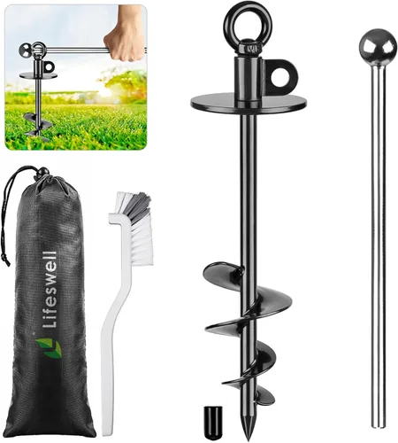 Miniatura 17 de Estaca de amarre resistente de 15" para perros, giro de 360°, sin enredos, fácil de instalar, para perros grandes de hasta 220 libras, perfecta