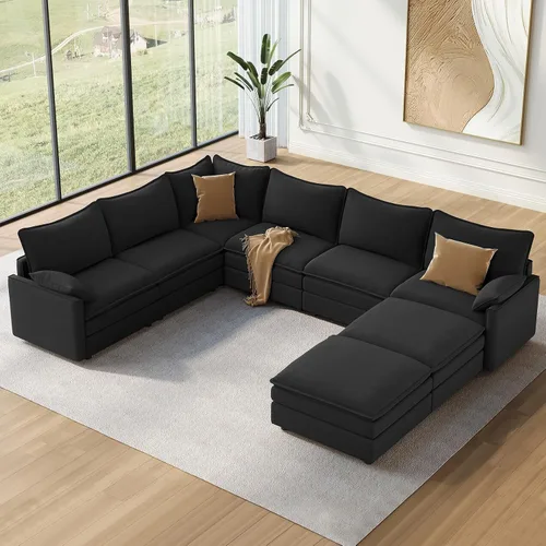 Miniatura 105 de Vesgantti 2 Piece Loveseat & 3 Seater Sofa Set, Modular Cloud Couch, Beige