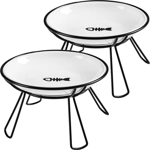 Miniatura 8 de Cuencos para gatos Wellbro, cuenco elevado para gatos, plato elevado de cerámica con soporte de metal, estación de alimentación de agua o comida