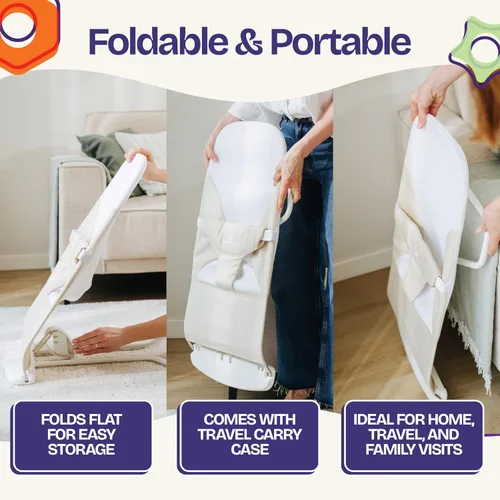 Miniatura 8 de ComfyBumpy Asiento Ergonómico Rebotador para Bebé - Estuche de Transporte de Viaje Adicional - Silla Rebotadora Segura y Portátil con Posiciones