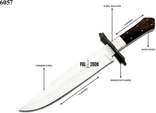 Miniatura 8 de PAL 2000 KNIVES Cuchillo Bowie hecho a mano de acero al carbono de 17 pulgadas - mango de madera rosa con funda 6057