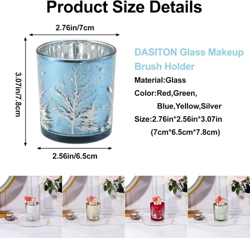 Miniatura 7 de DASITON Organizador de brochas de maquillaje, soporte de almacenamiento de brochas de maquillaje cosméticas de cristal para árbol de Navidad, taza