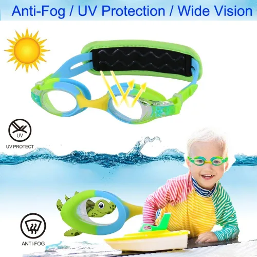 Miniatura 3 de Gafas de natación para niños de 2 a 6 años, gafas para niños sin jalar el cabello, gafas para niños con banda para la cabeza acolchada 1pk Kids