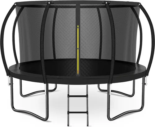 Zevemomo Trampolín al aire libre para niños y adultos, trampolines de calabaza con red de seguridad, escalera, marco de metal con revestimiento,