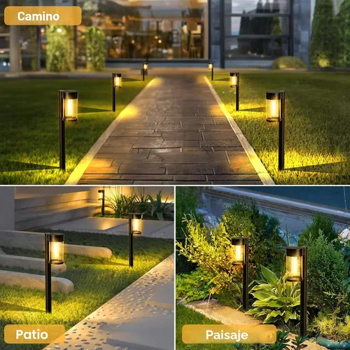 Miniatura 6 de Mancra Luces solares para caminos al aire libre, paquete de 10 luces solares de metal y vidrio para exteriores, impermeables, para paisaje, camino