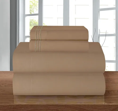 Miniatura 86 de Elegant Comfort - Juego de sábanas de 4 piezas de microfibra, 1500 hilos, sin arrugas, sábana bajera elástica, esquinas tipo bolsillos profundos