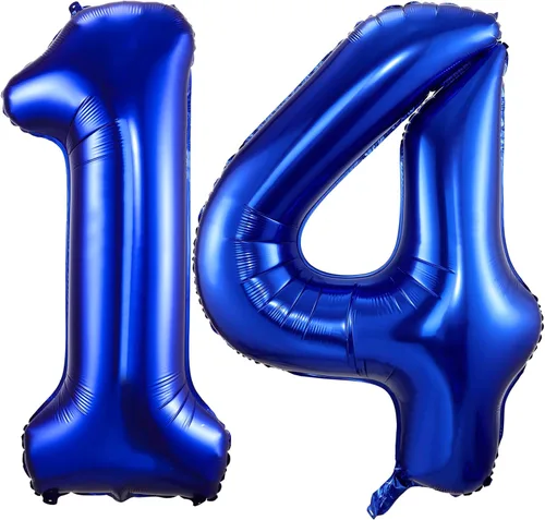 Globos de color azul marino con el número 14, globos de cumpleaños de 40 pulgadas, color azul oscuro, globos de cumpleaños de 14 o 41 pulgadas, Azul