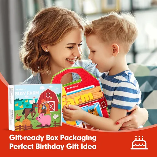 Miniatura 7 de hahaland Libro de actividades para niños pequeños de 1 a 3 años - Tablero ocupado de animales de granja para niños de 1 año Montessori Toys for 1