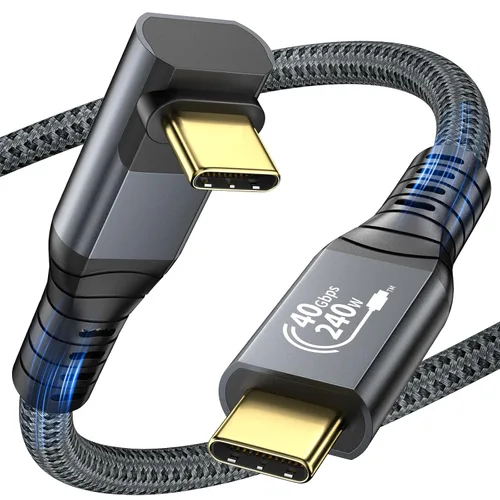 Miniatura 9 de Cable de datos USB C en ángulo descendente, 20 Gbps 90 grados en ángulo USB C 3.2 Gen2x2, cable de video 4K @144, cable de carga rápida PD de 100 W