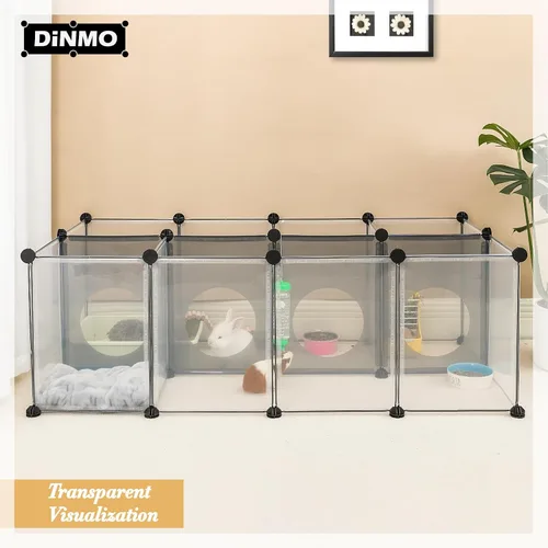 Miniatura 2 de DINMO Corralito para conejos, jaulas de conejillo de indias, jaulas para hámster, interesante diseño de agujeros de juego para animales pequeños