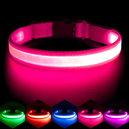 Miniatura 14 de Collar LED para Perros Vizpet, Collar para Perros Luminoso Ajustable Recargable por USB Super Brillante Luz de Seguridad Collares Brillantes