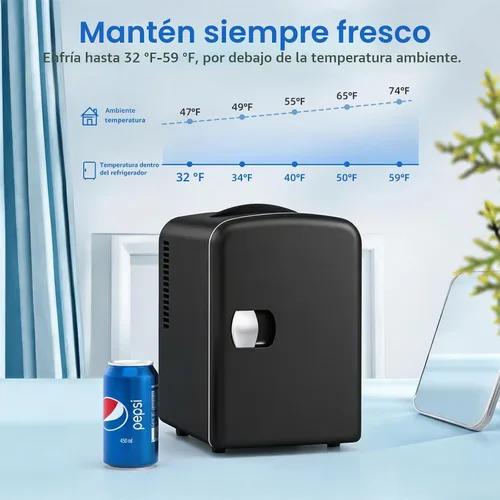 Miniatura 3 de Antarctic Star Refrigerador compacto, mini refrigerador portátil, cuidado de la piel, capacidad de 4 litros/6 latas, para dormitorio, automóvil