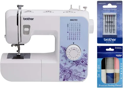 Miniatura 11 de Máquina de coser Brother XM2701 liviana, con todas las funciones, con 27 puntos, función automática para hacer ojales en 1 paso, 6 pies de costura