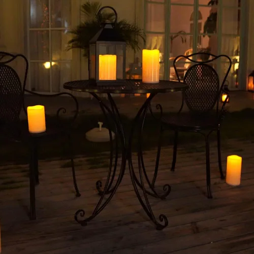 Miniatura 7 de Homemory Velas grandes impermeables sin llama de 6" x 4" para exteriores con control remoto y temporizador, velas LED parpadeantes que funcionan