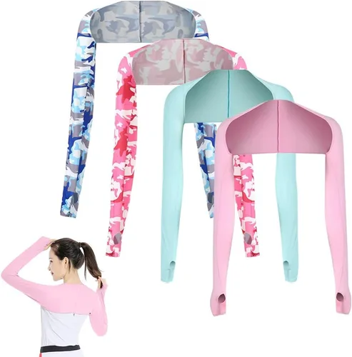 Miniatura 22 de 4 fundas de chal de enfriamiento con agujeros para los dedos, chal de enfriamiento para mujer, fundas de brazo anti UV, transpirables y cómodas