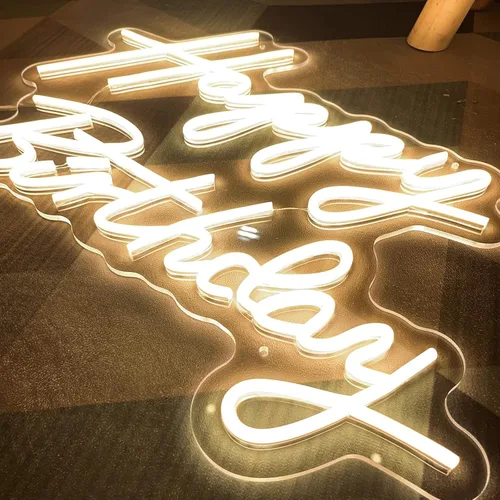 Miniatura 2 de Letrero de neón grande de feliz cumpleaños para decoración de pared, con interruptor regulable, letrero de neón reutilizable de feliz cumpleaños