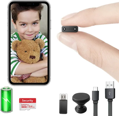 32G gratis: cámara inalámbrica más pequeña, cámara de seguridad WiFi HD1080P, batería de 1.5 horas, cámara de video portátil con visión nocturna,