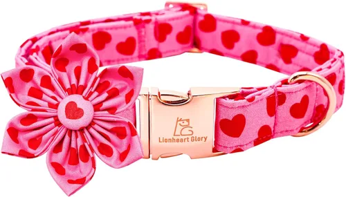 Miniatura 35 de Lionheart glory Collar de lazo para perro para el día de San Valentín, collar de perro para perros grandes, collares de perro con corazones con A