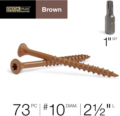 Miniatura 4 de Deck Plus Tornillos para valla y madera exterior con revestimiento epoxi de 2-1/2 pulgadas #10 x 2-1/2 pulgadas, rosca gruesa incluida, tornillo