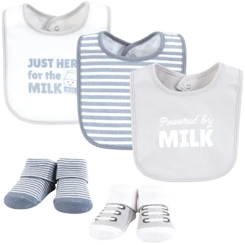 Miniatura 2 de Hudson Baby Conjunto de babero y calcetines unisex de algodón para bebé, Tamaño único Chica Calabaza