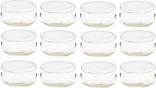 Miniatura 8 de Nakpunar 12 tarros de sopera de vidrio de 3.3 oz con tapas negras, 3.4 fl oz