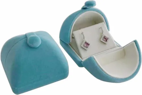Miniatura 3 de Lujoso estuche de embalaje de joyería de terciopelo aguamarina único para aretes, estuche colgante de grado premium, diseño especial doble función