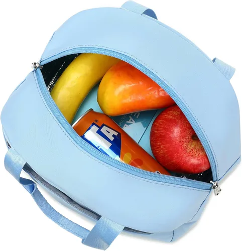 Miniatura 5 de abshoo Bolsa de almuerzo reutilizable para mujeres y niñas, bolsa de almuerzo aislada para la escuela, trabajo, picnic, viajes (azul claro)
