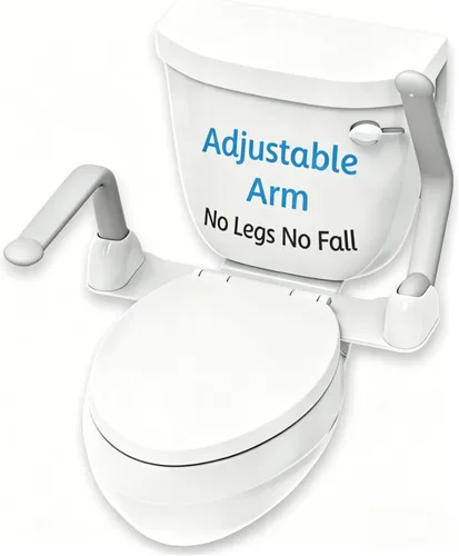 Rieles de seguridad para inodoro para personas mayores, reposabrazos ajustables, ahorro de espacio, elegante y duradero, antideslizante y Gris