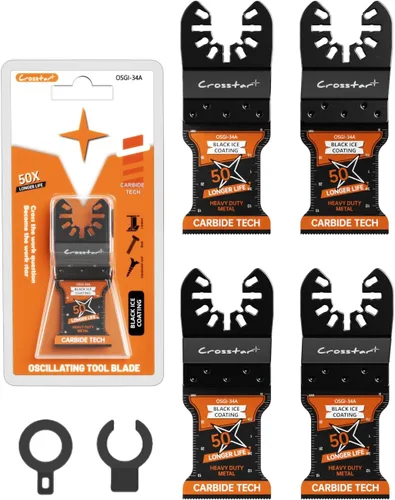 Miniatura 11 de Crosstar Cuchillas oscilantes de carburo de hielo negro, 2 unidades, cuchillas multiherramienta para metal duro, clavos, pernos, tornillos, ajuste